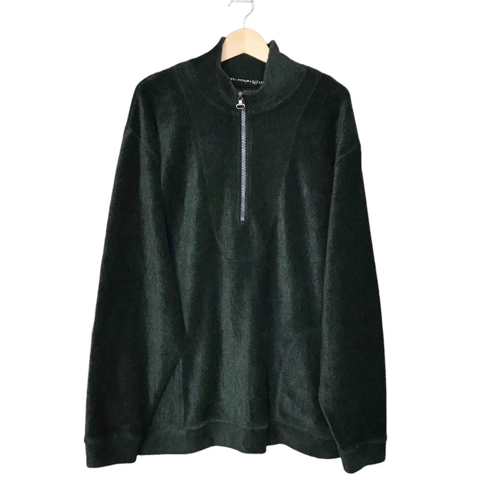 Vintage Muskoka Lakes Plush Pullover Popover Quarter Zip Green Teddy XXL